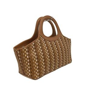 Salvatore Ferragamo Braided Gancini Leather Handbag Brown